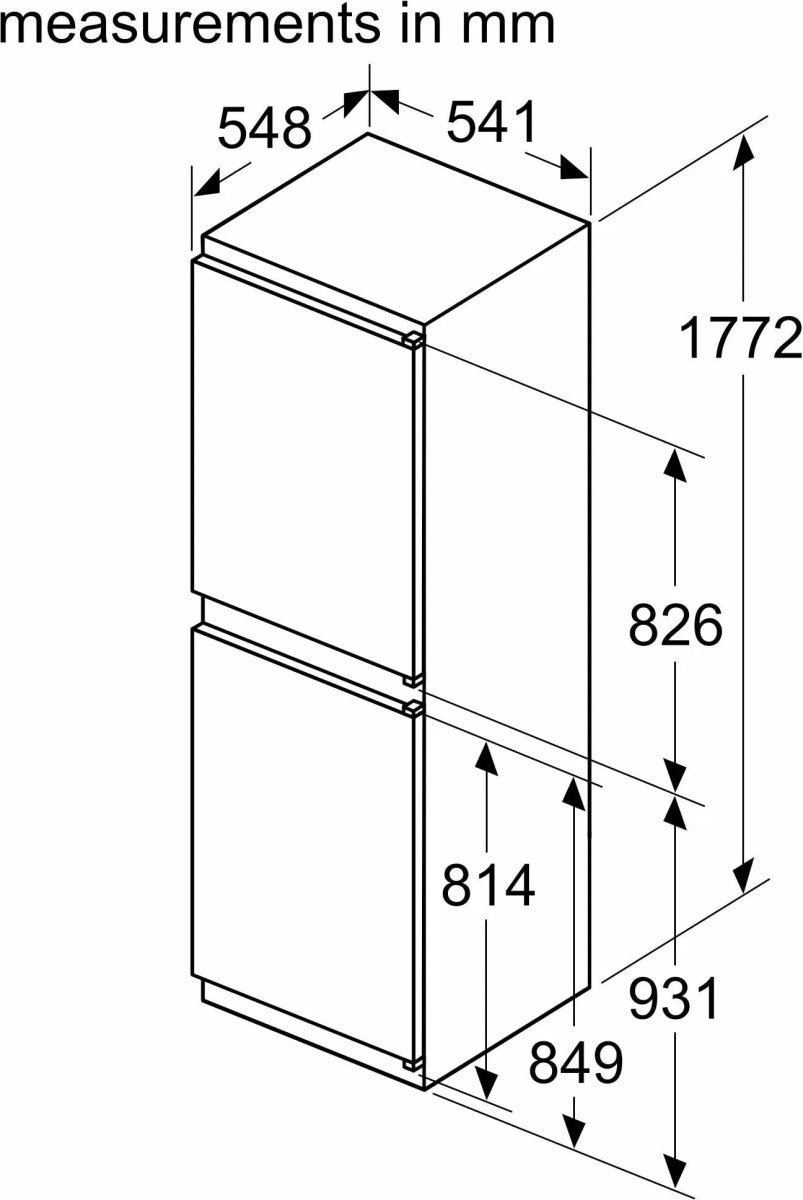 Bosch KIN85NSE0G Fully Integrated 50/50 Fridge Freezer Frost Free with Sliding Hinge | Atlantic Electrics - 41820621471967 