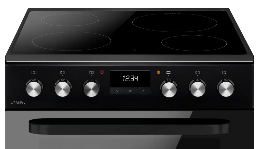 CDA CFC631BL 60cm Double Oven Electric Cooker with Ceramic Hob, Black | Atlantic Electrics - 42847963611359 