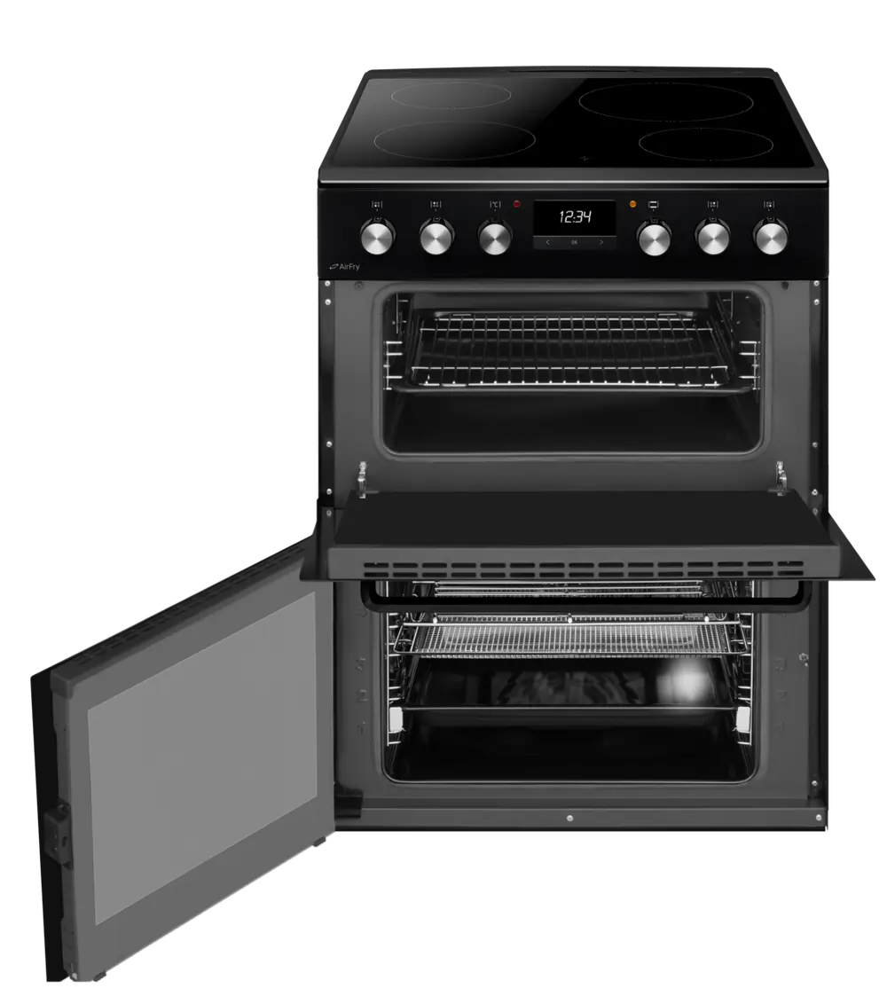 CDA CFC631BL 60cm Double Oven Electric Cooker with Ceramic Hob, Black | Atlantic Electrics - 42847963545823 