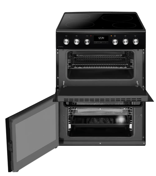 CDA CFC631BL 60cm Double Oven Electric Cooker with Ceramic Hob, Black | Atlantic Electrics