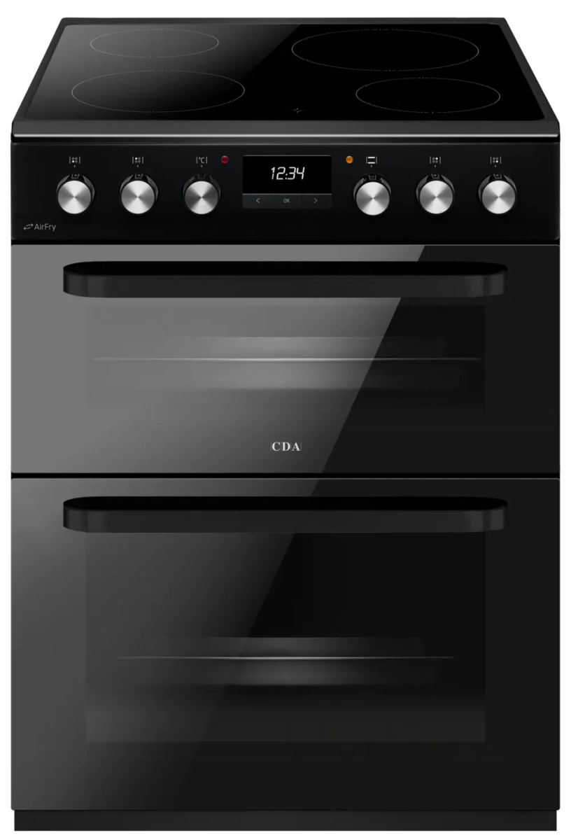 CDA CFC631BL 60cm Double Oven Electric Cooker with Ceramic Hob, Black | Atlantic Electrics