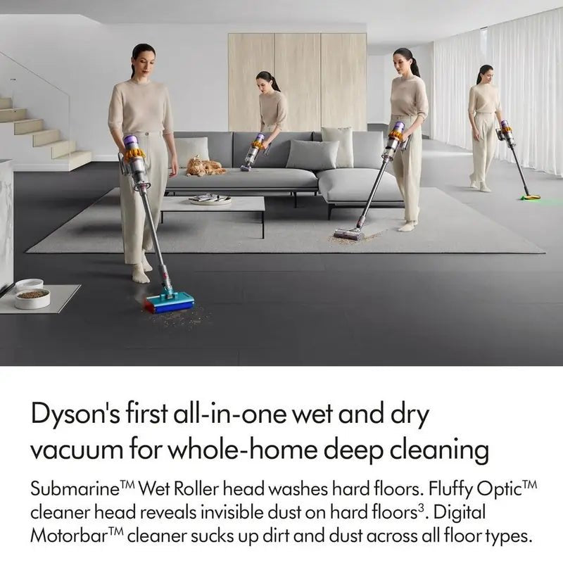 Dyson V15SUBMARINE Detect Submarine Wet & Dry cleaner - Yellow/Nickel | Atlantic Electrics - 42605175242975 