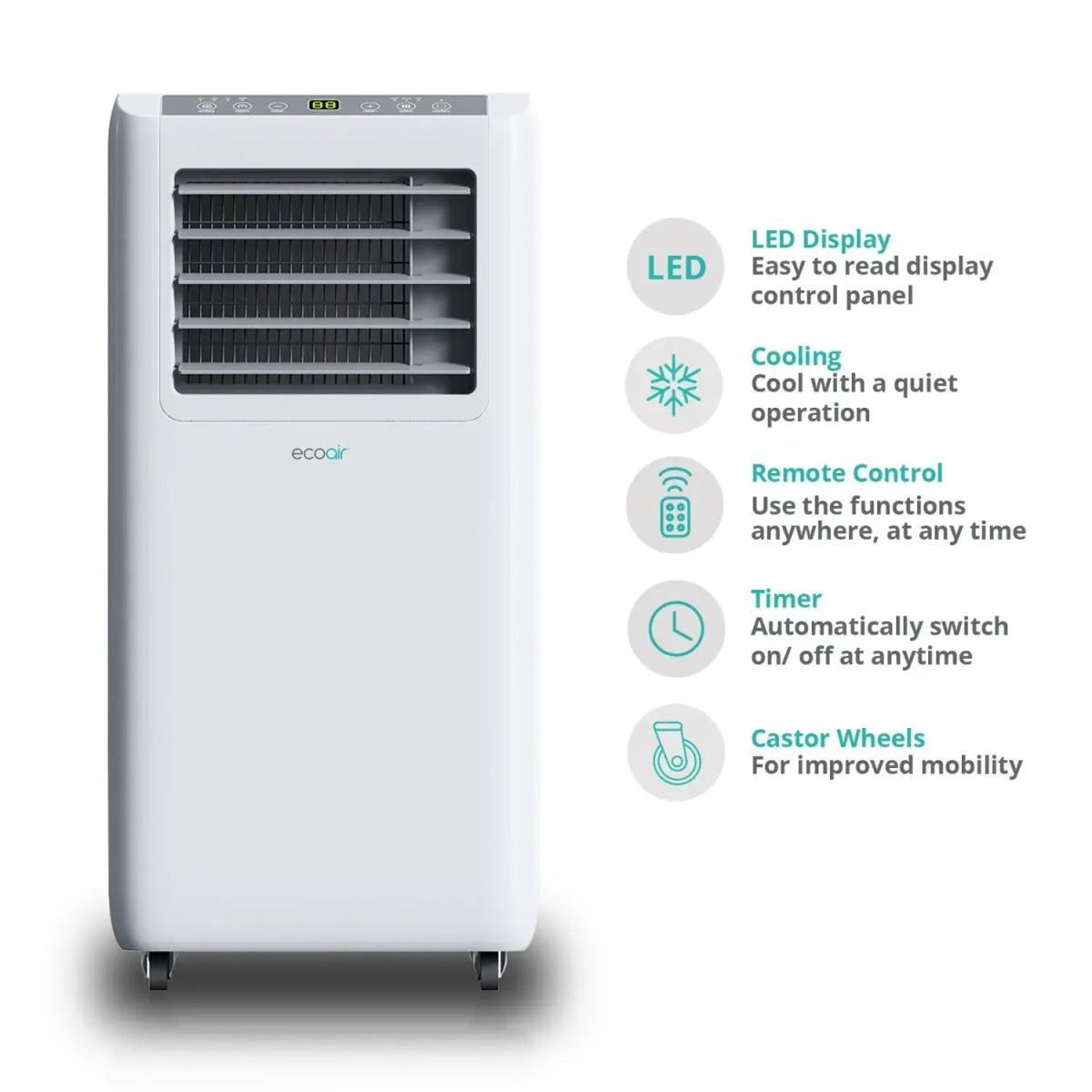 EcoAir CRYSTAL MK3 9000 BTU 4 - in - 1 Portable Air Conditioner with Remote Control and Free Window Seal Kit | Atlantic Electrics