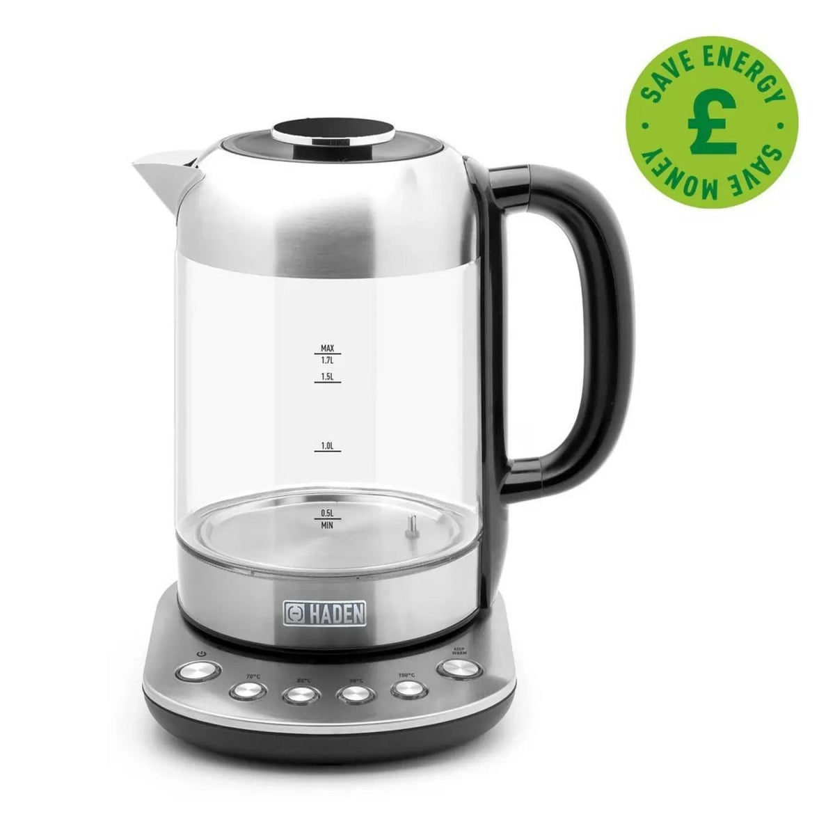 Haden 197207 1.7 Litre Clear Variable Temperature Cordless Jug Kettle | Atlantic Electrics