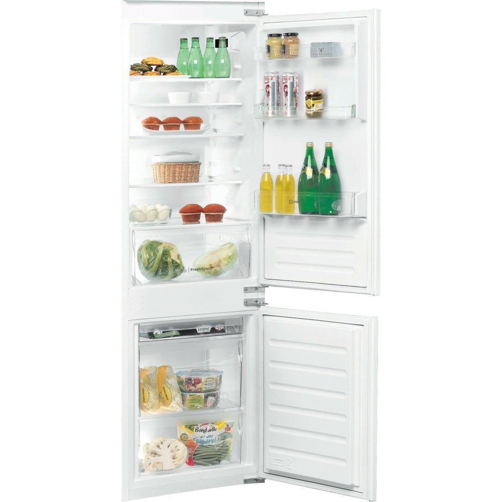 Indesit BI18A2D/IUK Low Frost Integrated Fridge Freezer, Sliding Hinge, 70/30, White | Atlantic Electrics - 42724201005279 