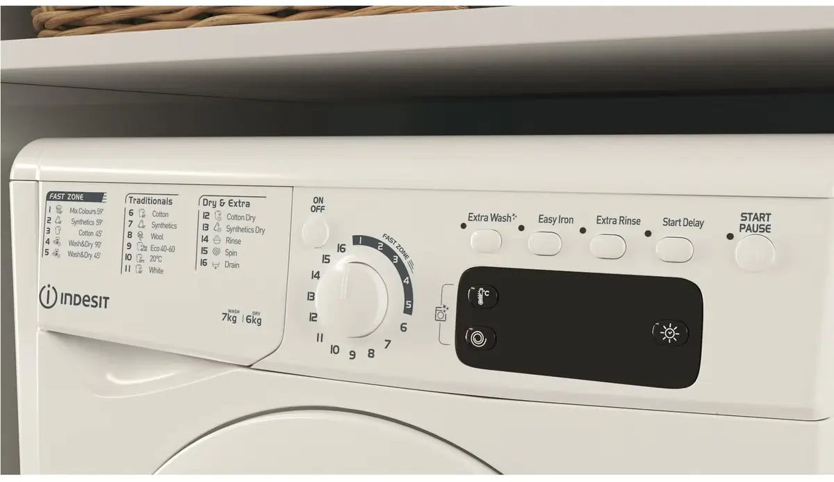 Indesit EWDE761483WUK 7kg Wash 6kg Dry 1400rpm Washer Dryer - White | Atlantic Electrics