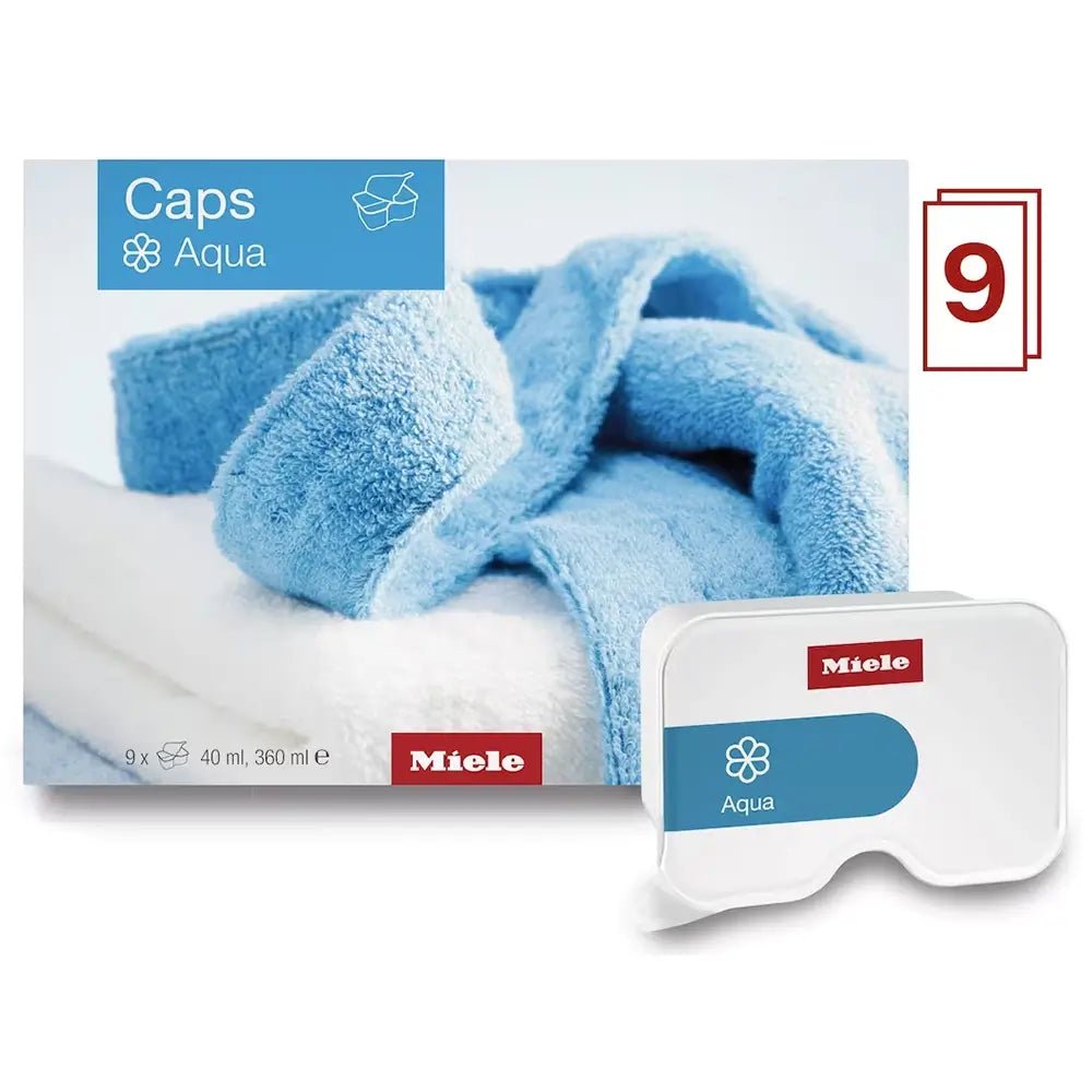 Miele 11486030 WACSOA0902L 9-Pack Aqua Caps Fabric Conditioner for all Miele Washing Machines | Atlantic Electrics - 41831315046623 