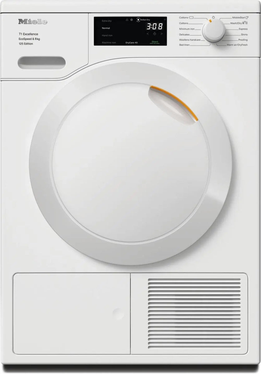 Miele TEC665WP 8kg Heat Pump Tumble Dryer, Lotus White | Atlantic Electrics - 42964120010975 