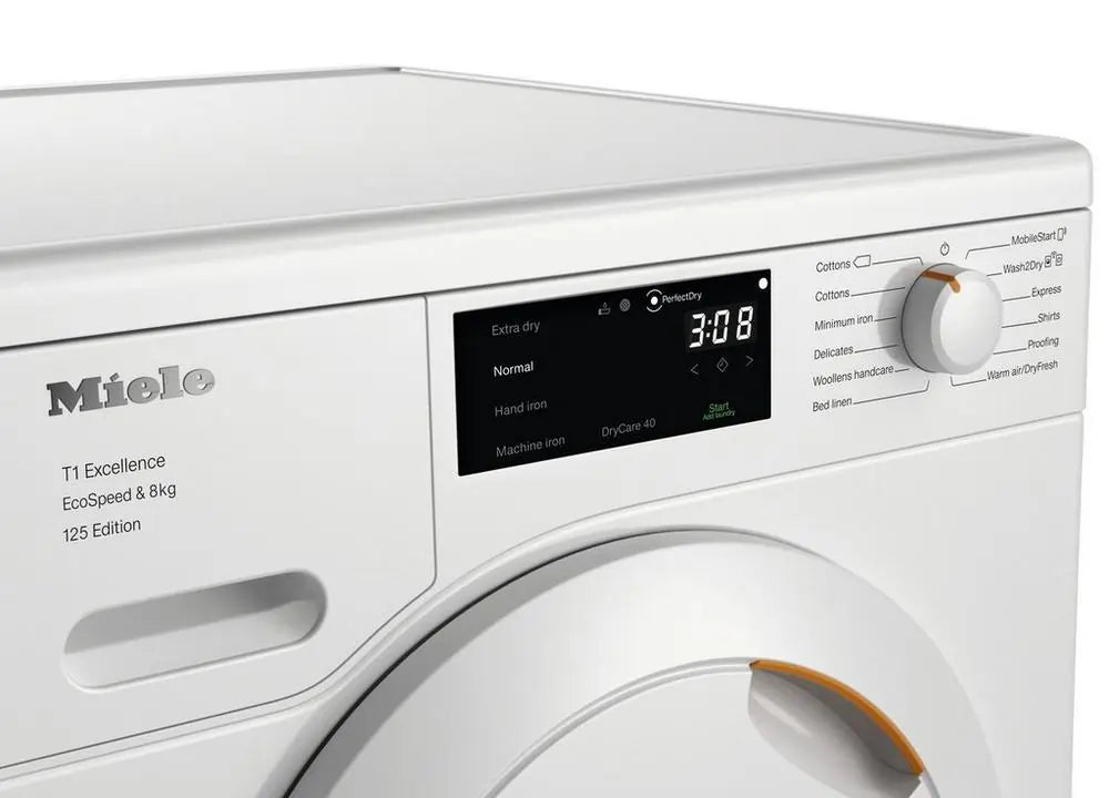 Miele TEC665WP 8kg Heat Pump Tumble Dryer, Lotus White | Atlantic Electrics - 42964120174815 