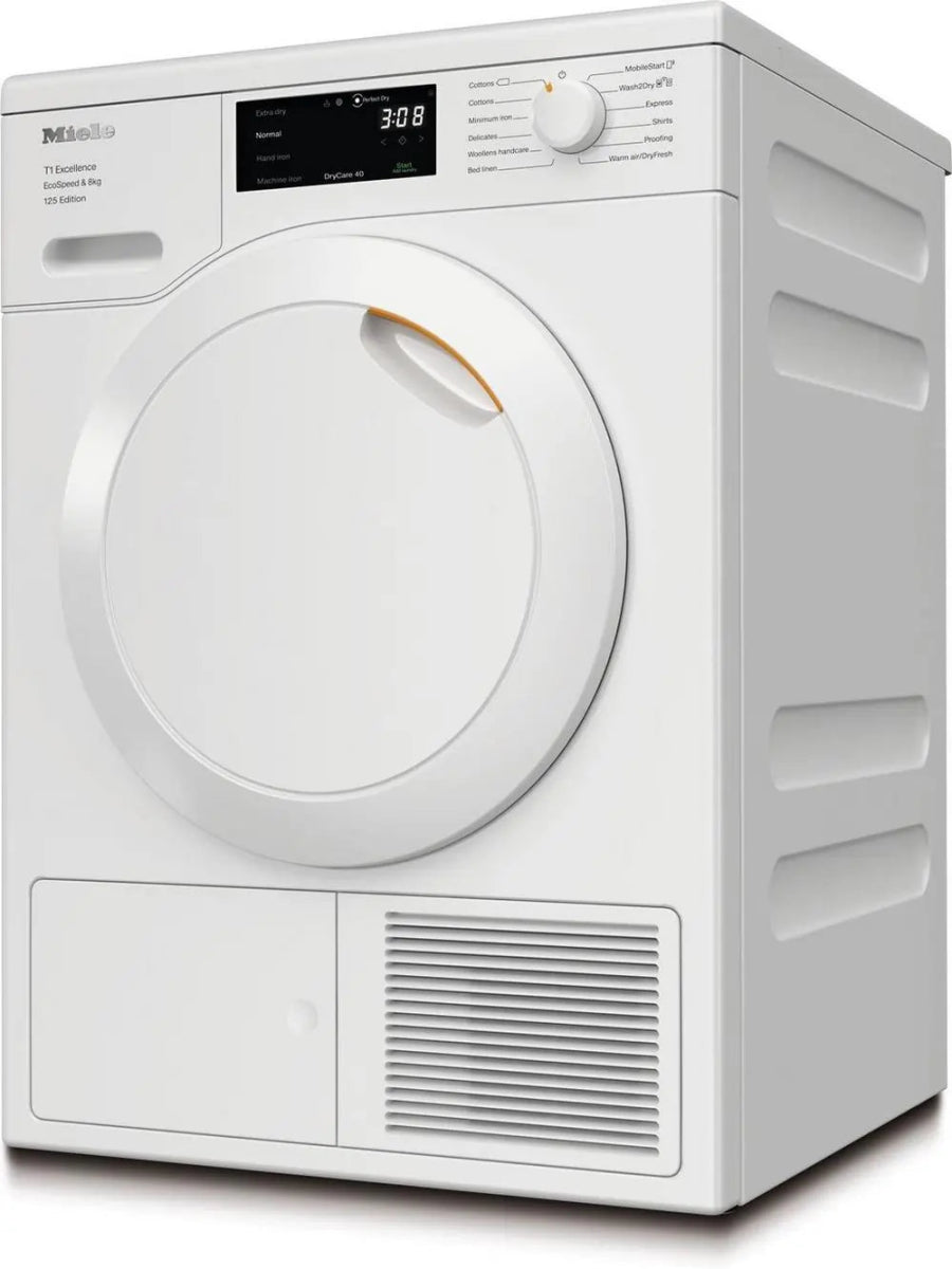 Miele TEC665WP 8kg Heat Pump Tumble Dryer, Lotus White | Atlantic Electrics - 42964120043743 