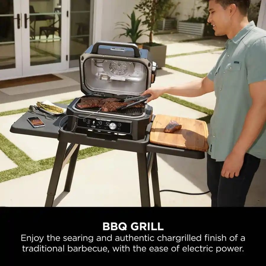 Ninja OG901UKSTANDKIT Woodfire Pro Connect XL Electric BBQ Grill with BBQ Stand | Atlantic Electrics - 42388626211039 