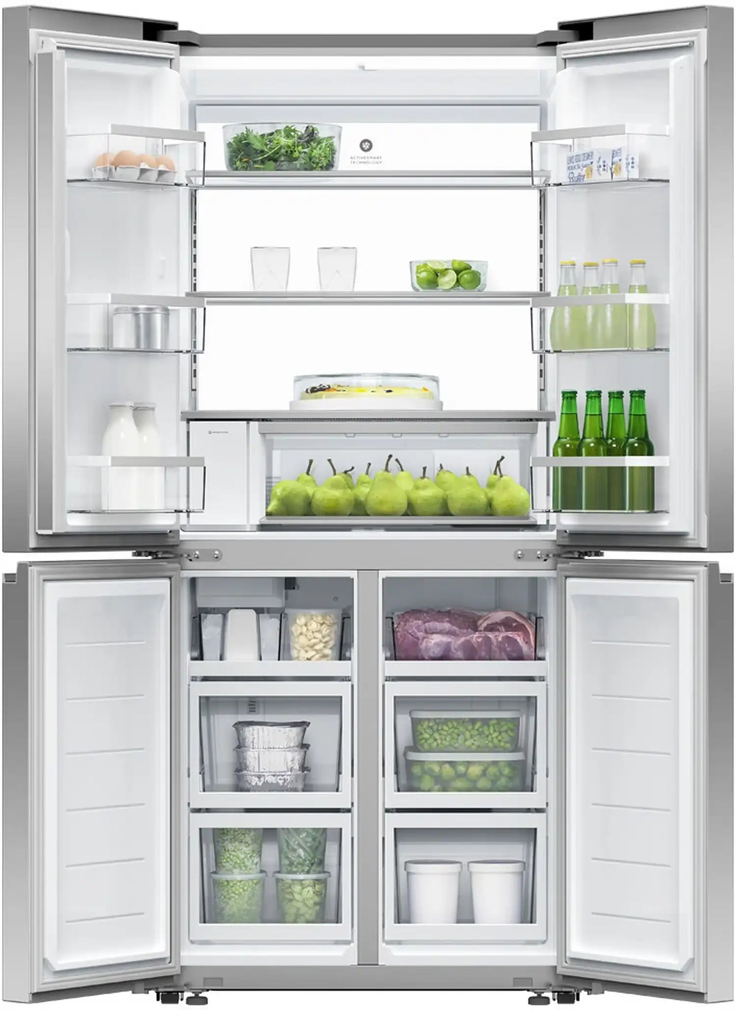 Fisher & Paykel RF500QNUX1 498L Plumbed-In American Fridge Freezer, Ice & Water,Stainless Steel