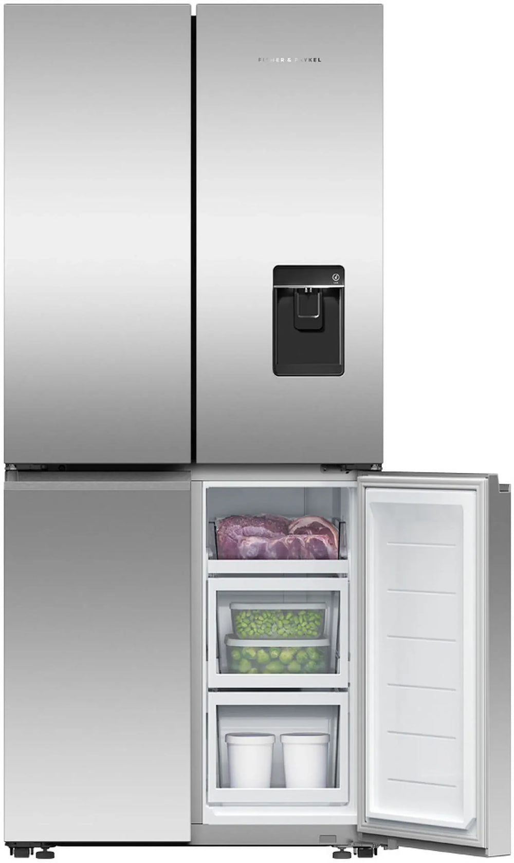 Fisher & Paykel RF500QNUX1 498L Plumbed-In American Fridge Freezer, Ice & Water,Stainless Steel - 43636099154143 