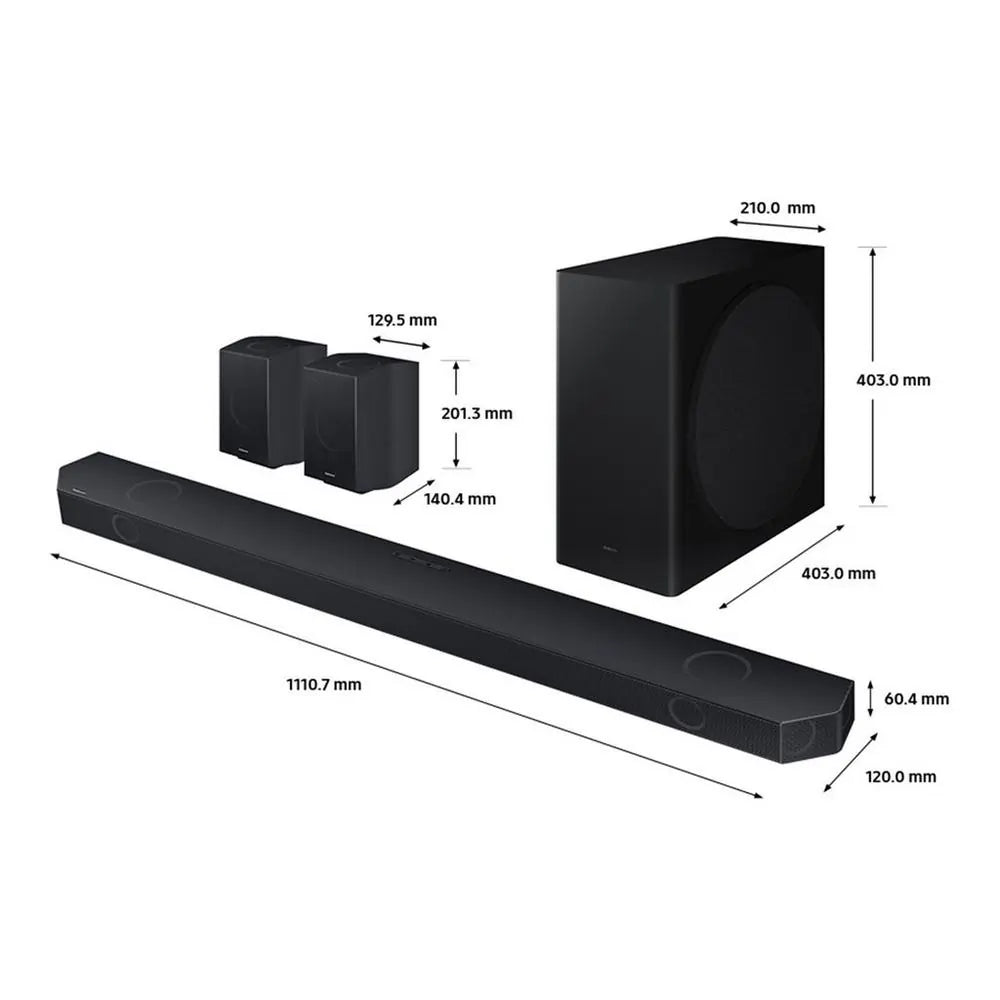 Samsung HWQ930DXU 9.1.4ch Soundbar With Wireless Subwoofer & Rear Speakers - Black | Atlantic Electrics