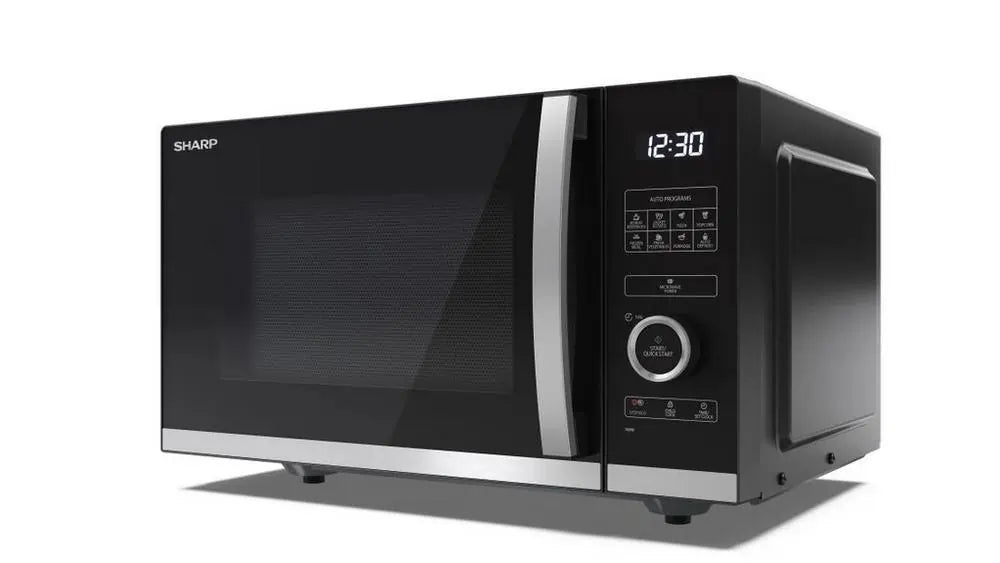 Sharp YCQS254AUB 900W 25 Litre Flatbed Microwave Oven, Black | Atlantic Electrics