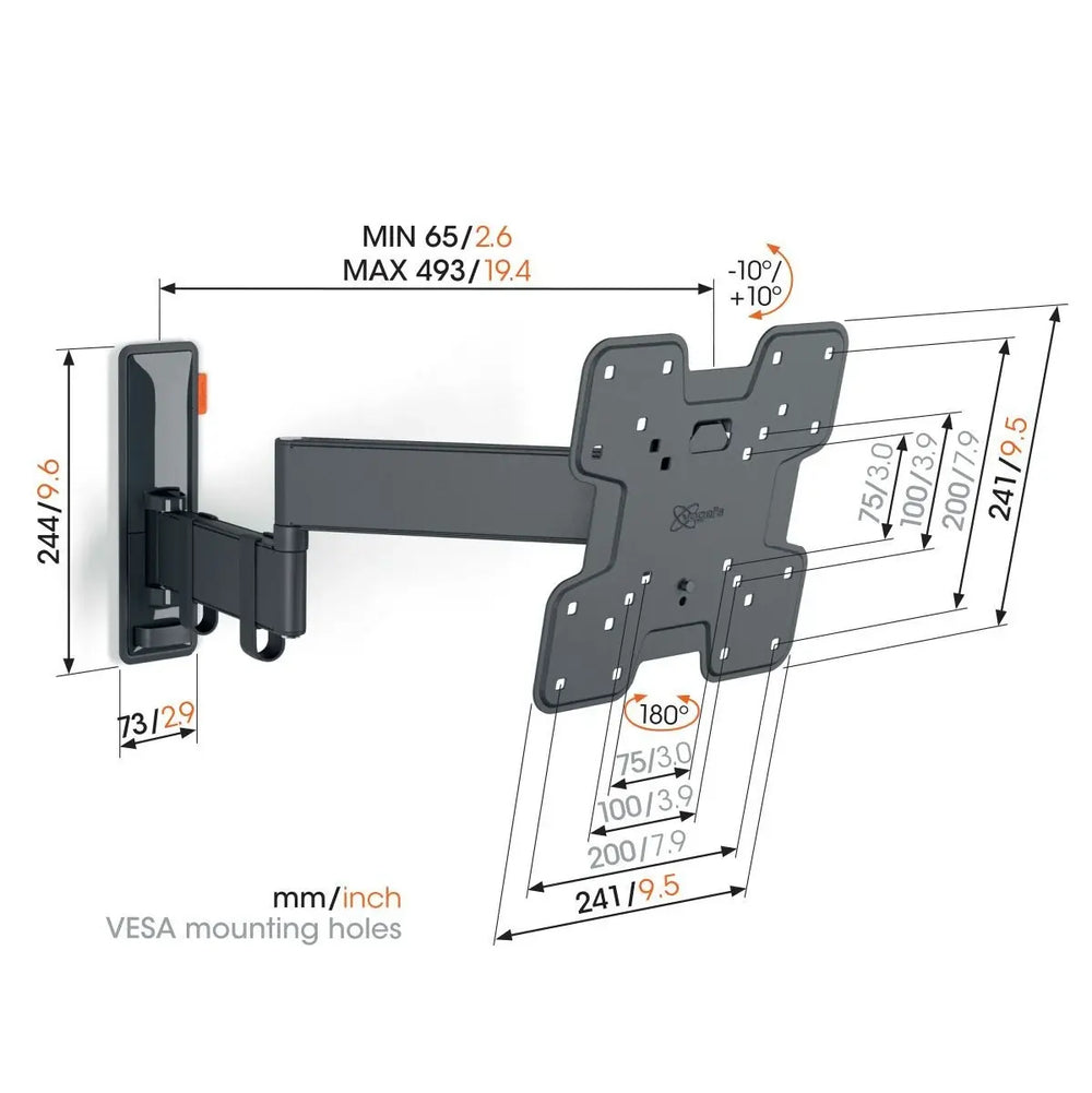 Vogel TVM 3245B Full Motion TV Wall Mount,Black,for 19-43 inch TVs - 71780866654581 