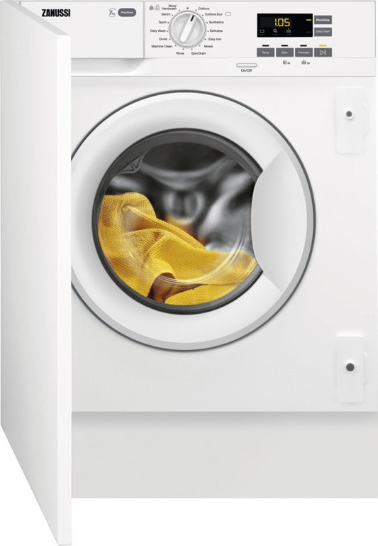 Zanussi Z712W43BI Integrated Washing Machine, 7kg, 1200 Spin, White | Atlantic Electrics