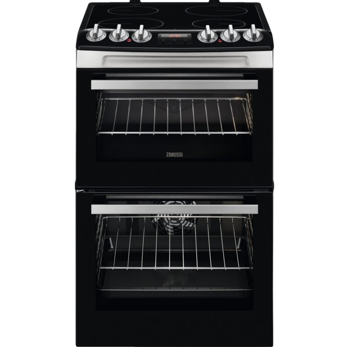 Zanussi ZCV46250XA Ceramic Electric Cooker with Double Oven, Stainless Steel, A Rated | Atlantic Electrics - 42674282889439 