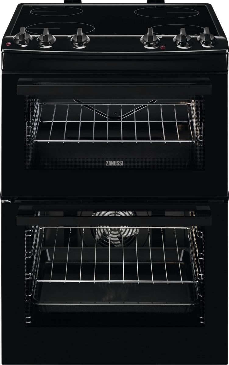 Zanussi ZCV66050BA Ceramic Electric Cooker with Double Oven, Black, A Rated | Atlantic Electrics - 42724282138847 