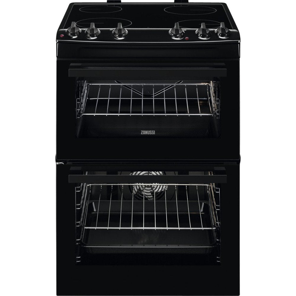 Zanussi ZCV66050BA Ceramic Electric Cooker with Double Oven, Black, A Rated | Atlantic Electrics - 42724282204383 