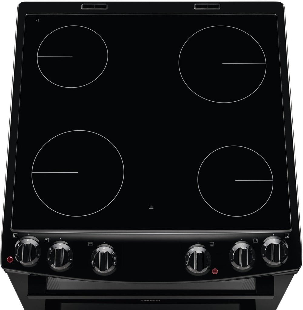 Zanussi ZCV66050BA Ceramic Electric Cooker with Double Oven, Black, A Rated | Atlantic Electrics - 42724282171615 