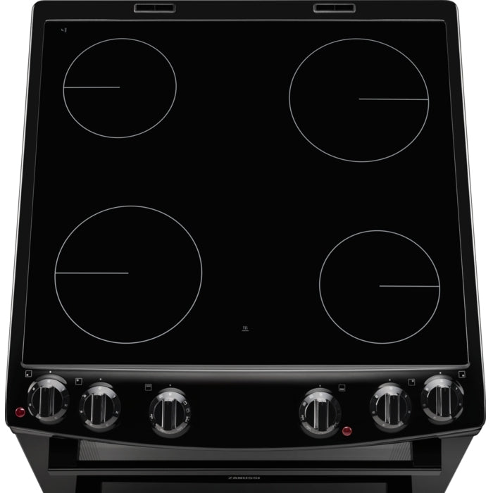 Zanussi ZCV66050BA Ceramic Electric Cooker with Double Oven, Black, A Rated | Atlantic Electrics - 42724282400991 