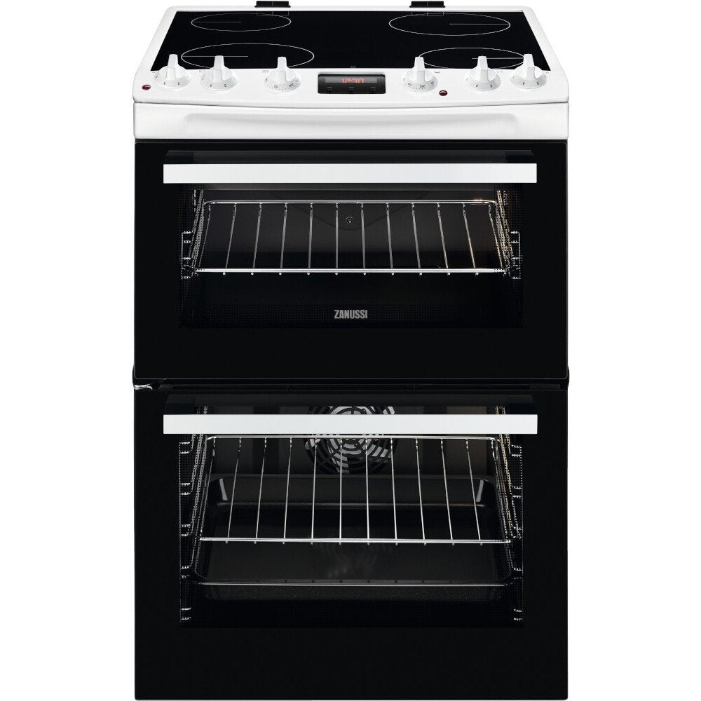 Zanussi ZCV66250WA Ceramic Electric Cooker with Double Oven, White, A Rated | Atlantic Electrics - 42724286791903 