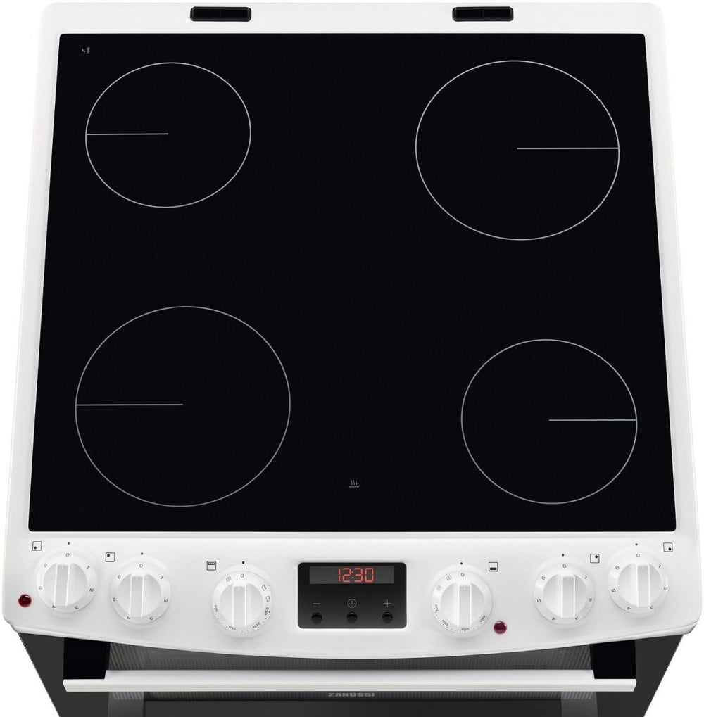 Zanussi ZCV66250WA Ceramic Electric Cooker with Double Oven, White, A Rated | Atlantic Electrics - 42724286595295 