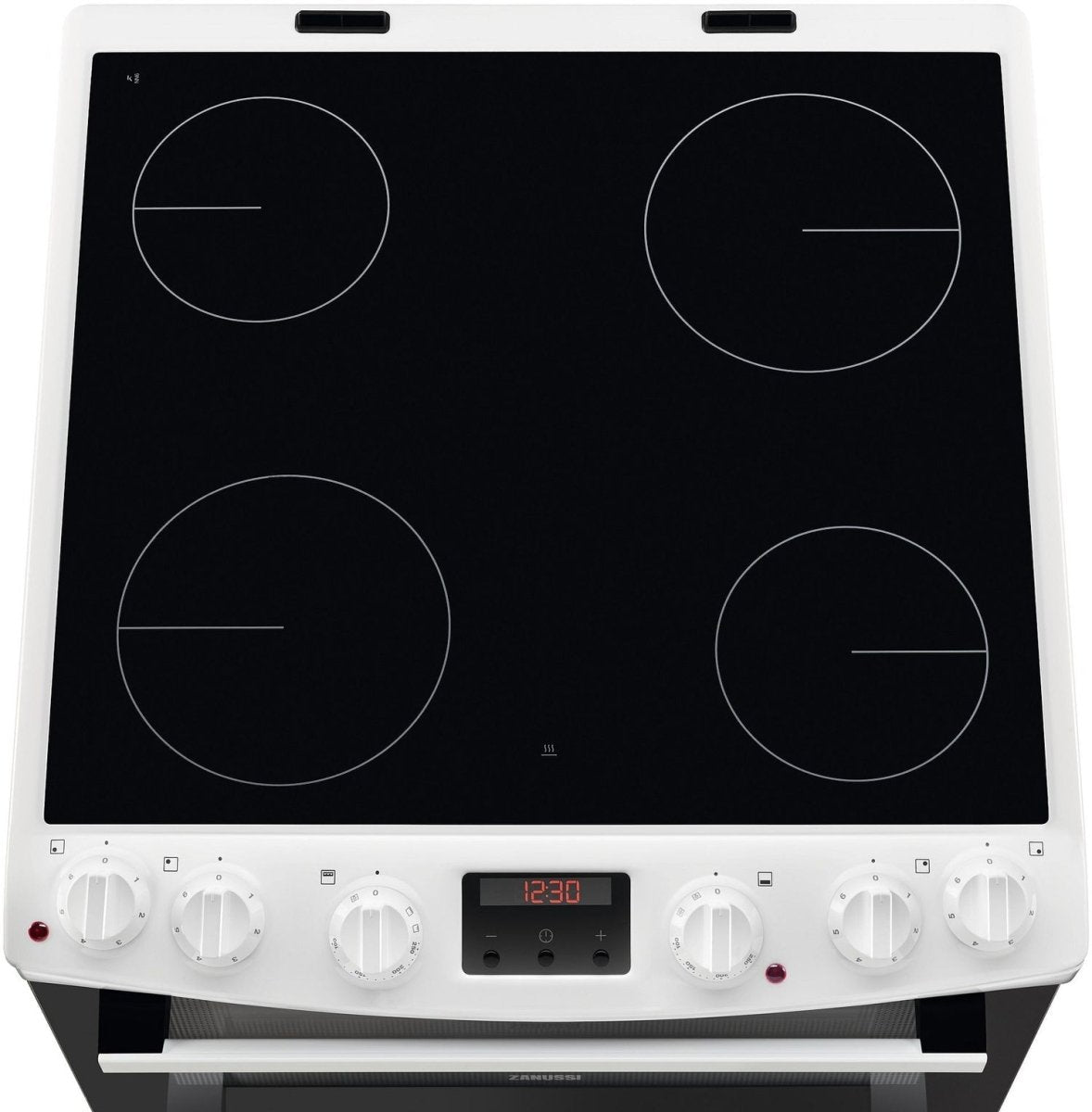 Zanussi ZCV66250WA Ceramic Electric Cooker with Double Oven, White, A Rated | Atlantic Electrics