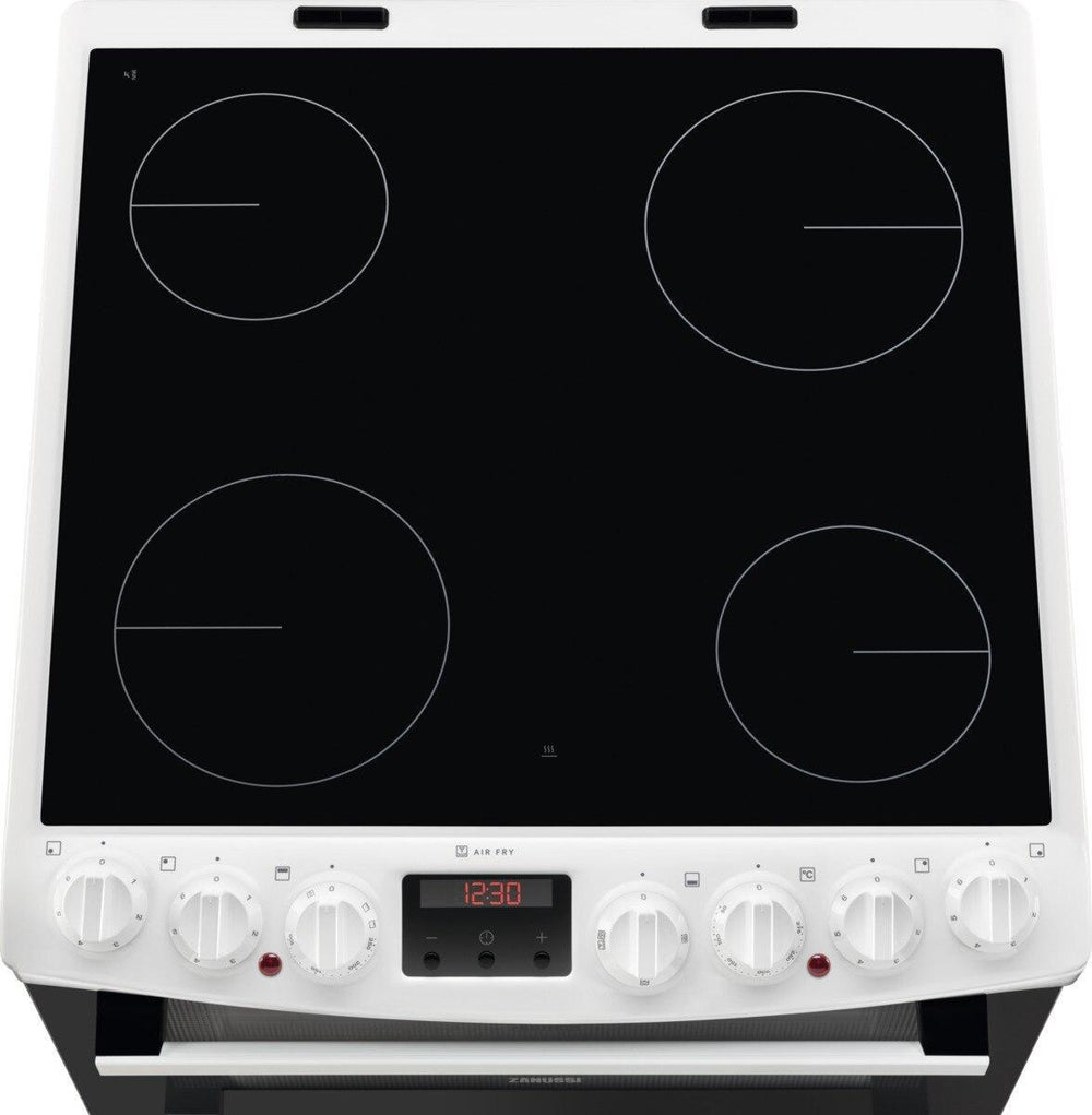 Zanussi ZCV69360WA Ceramic Electric Cooker with Double Oven, White, A Rated | Atlantic Electrics - 42724286890207 