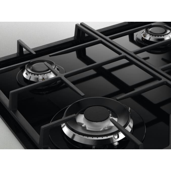 Zanussi ZGGN645K 4 Burner Gas Hob, Black on Glass | Atlantic Electrics - 42724288823519 