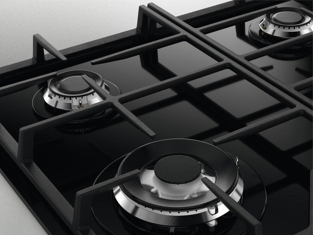 Zanussi ZGGN645K 4 Burner Gas Hob, Black on Glass | Atlantic Electrics - 42724288594143 