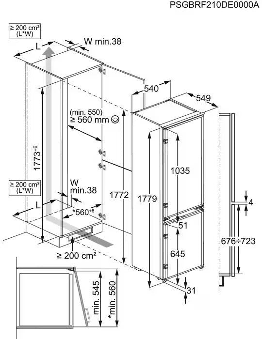 Zanussi ZNFN18ES3 Low Frost Integrated Fridge Freezer, Sliding Hinge, 70/30 | Atlantic Electrics - 42724293279967 