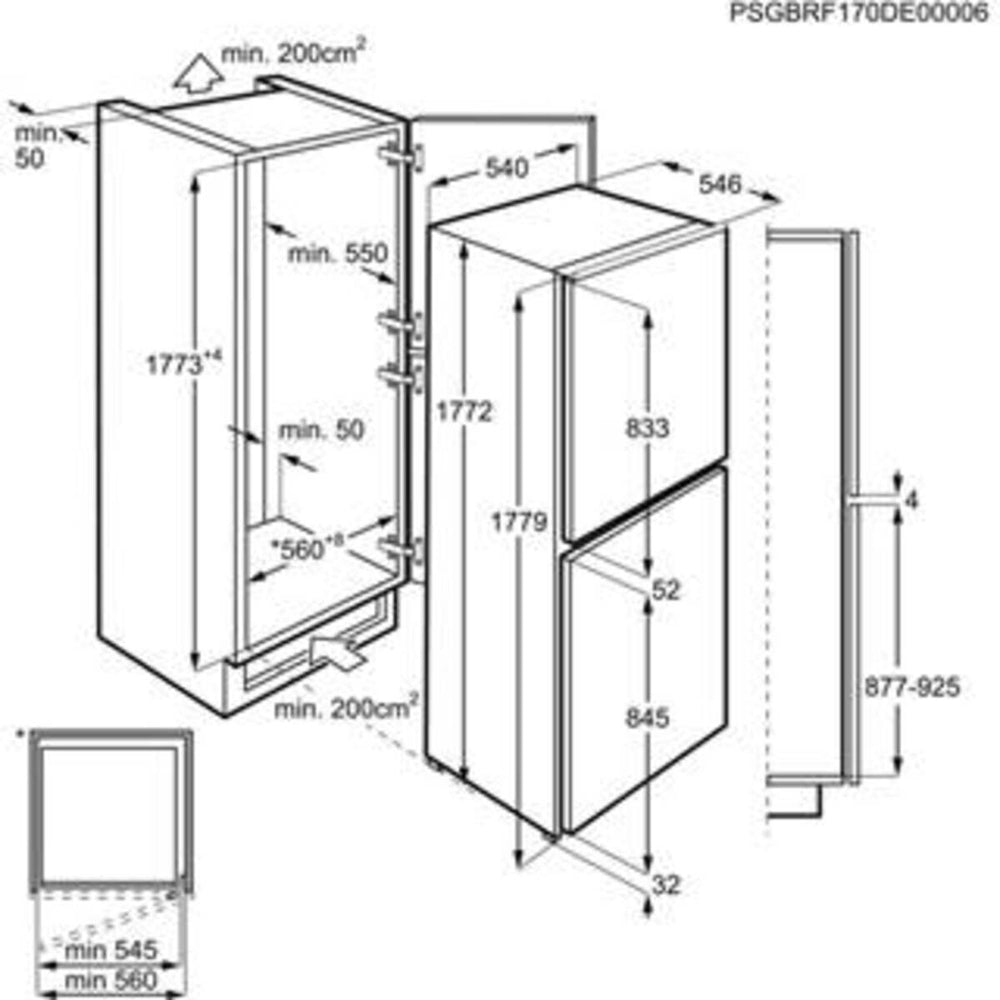 Zanussi ZNFN18FS5 Low Frost Integrated Fridge Freezer, Sliding Hinge, 50/50 | Atlantic Electrics - 42724294852831 