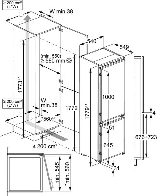 Zanussi ZNNN18ES3 Frost Free Integrated Fridge Freezer, Sliding Hinge, 70/30 | Atlantic Electrics - 42724293050591 