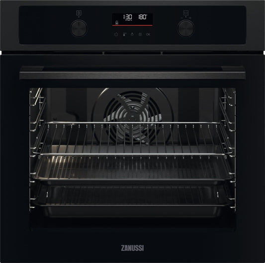 Zanussi ZOHNA7KN Built - In Electric Single Oven, Black, A+ Rated | Atlantic Electrics