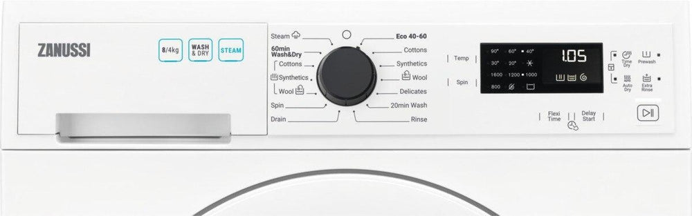 Zanussi ZWD86SB4PW Washer Dryer, 8kg, 1600 Spin, White | Atlantic Electrics - 42724304978143 