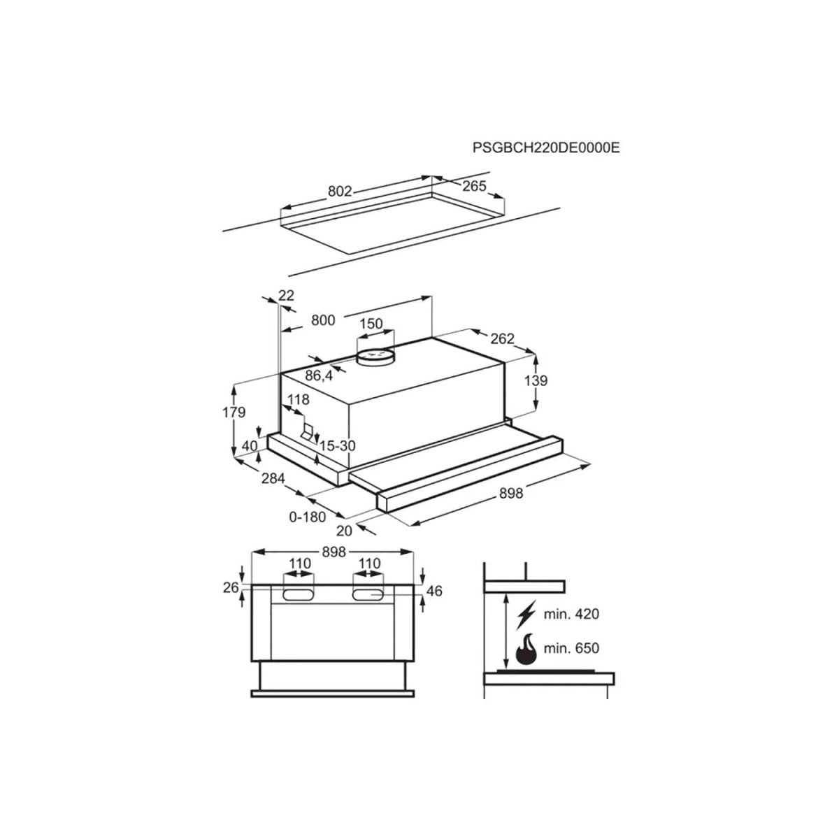 AEG DPB3932S Telescopic Hood - Silver | Atlantic Electrics