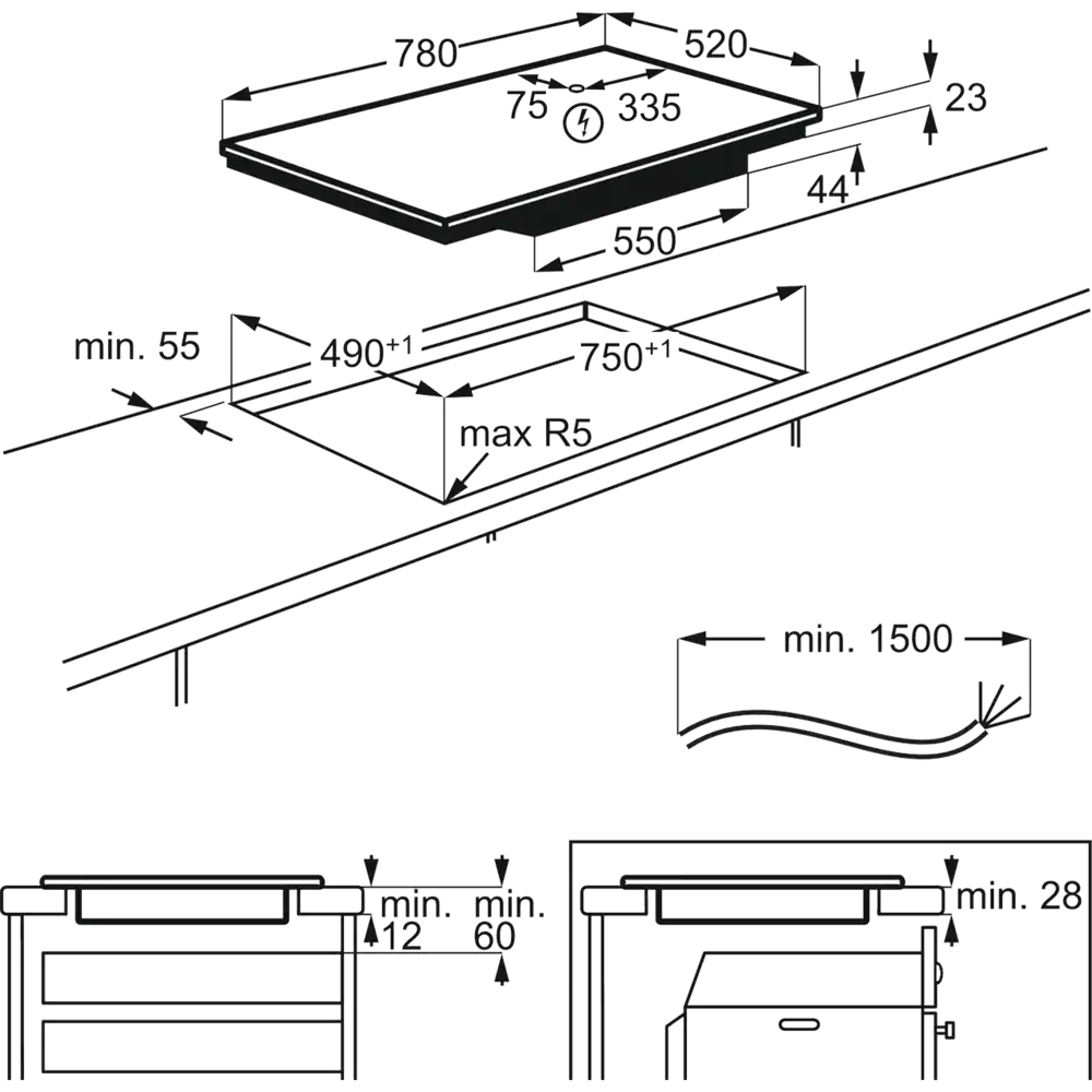 AEG IPE84531FB Induction Hob - Black | Atlantic Electrics