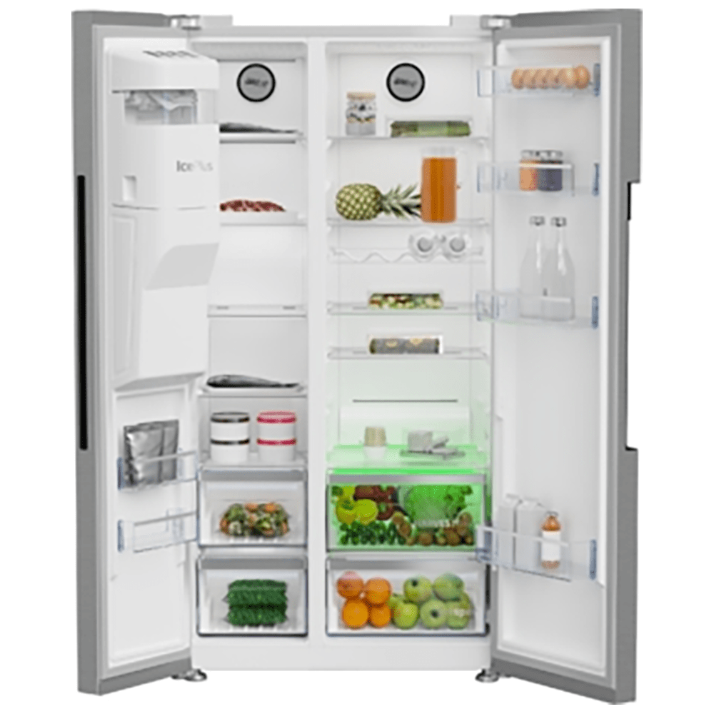 Beko ASP33B32VPS 571 Litre Freestanding American Style Fridge Freezer, Plumbed Water Ice Dispenser, 91cm Wide- Stainless Steel Effect | Atlantic Electrics - 39477729198303 