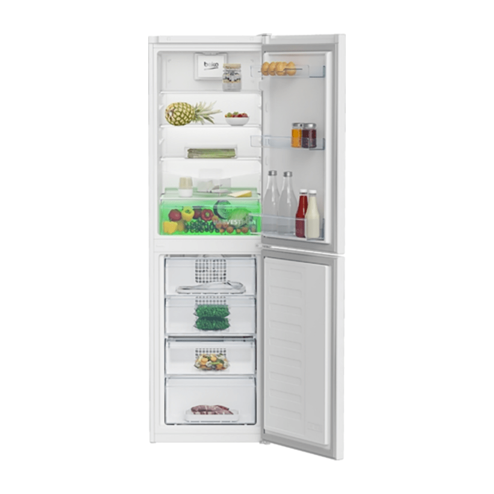 Beko CNG3582VW 269 Litre Freestanding Combi Fridge Freezer, Frost Free, HarvestFresh™, 54cm Wide- White | Atlantic Electrics - 39477730771167 