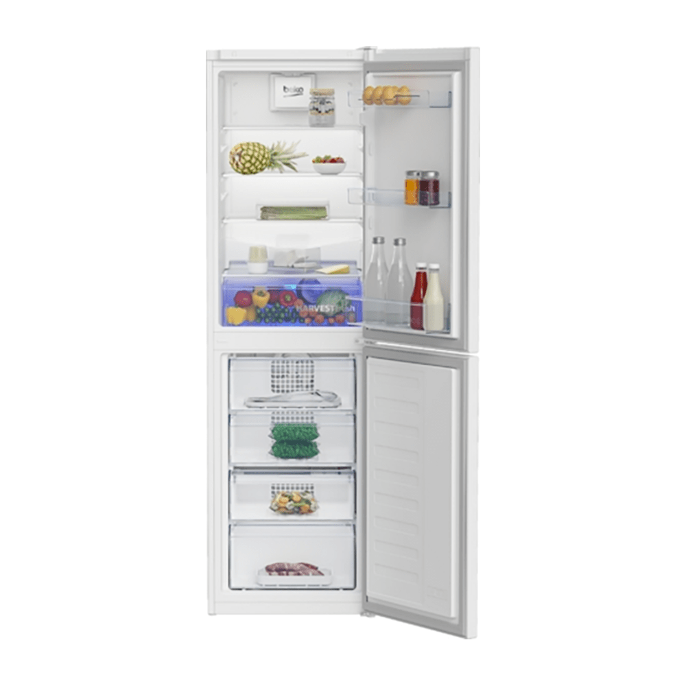 Beko CNG3582VW 269 Litre Freestanding Combi Fridge Freezer, Frost Free, HarvestFresh™, 54cm Wide- White | Atlantic Electrics