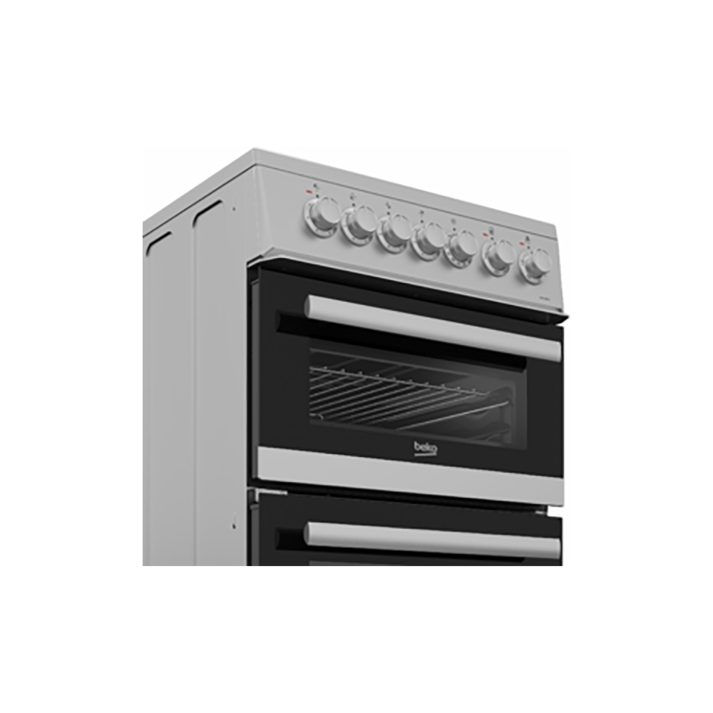 Beko EDVC503S 50cm Double Oven Electric Cooker with Ceramic Hob Silver | Atlantic Electrics