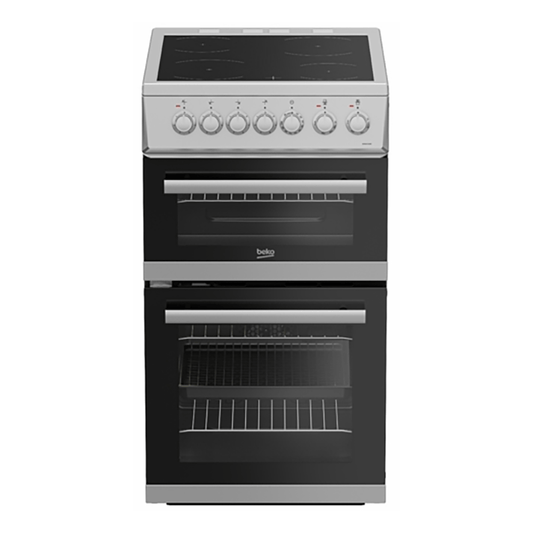 Beko EDVC503S 50cm Double Oven Electric Cooker with Ceramic Hob Silver | Atlantic Electrics