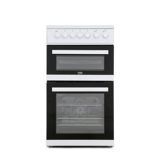 Beko EDVC503W 50cm Double Oven Electric Cooker - White | Atlantic Electrics