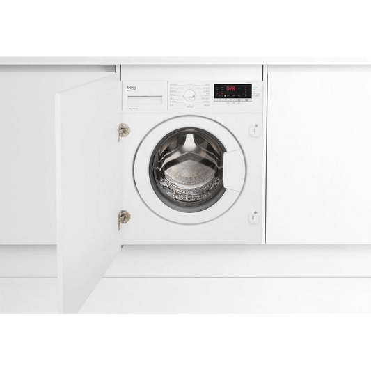 Beko WTIK74151F 7kg 1400 Spin Integrated Washing Machine with Fast+ Function - White | Atlantic Electrics