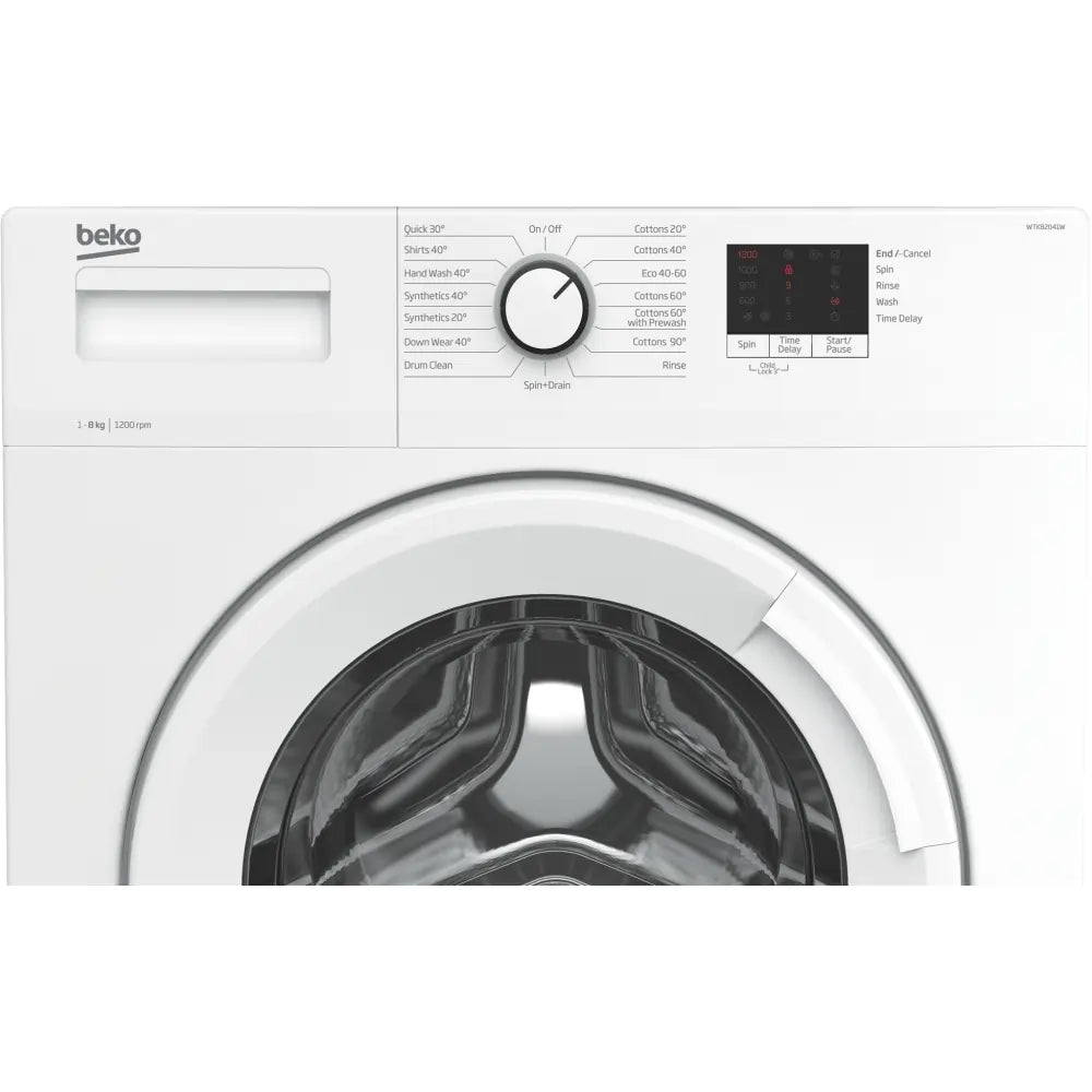 Beko WTK82041W 8kg 1200 Spin Washing Machine with Quick Programme - White | Atlantic Electrics - 40706057765087 