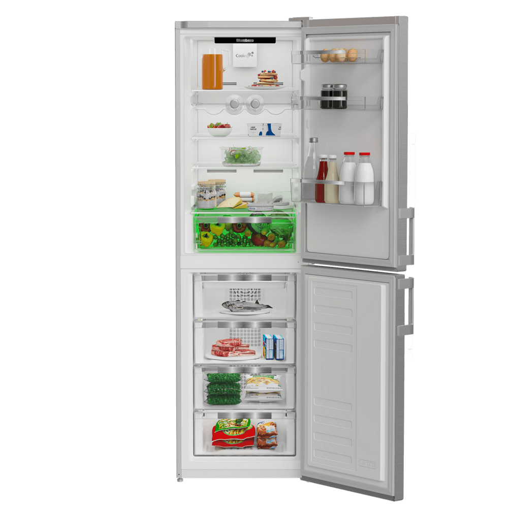 Blomberg KND464VPS 59.5cm Frost Free Fridge Freezer Stainless Steet Effect | Atlantic Electrics - 39477744861407 