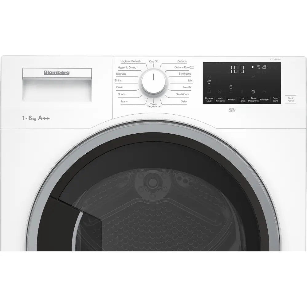 Blomberg LTP18320W 8kg Freestanding Heat Pump Tumble Dryer - White | Atlantic Electrics