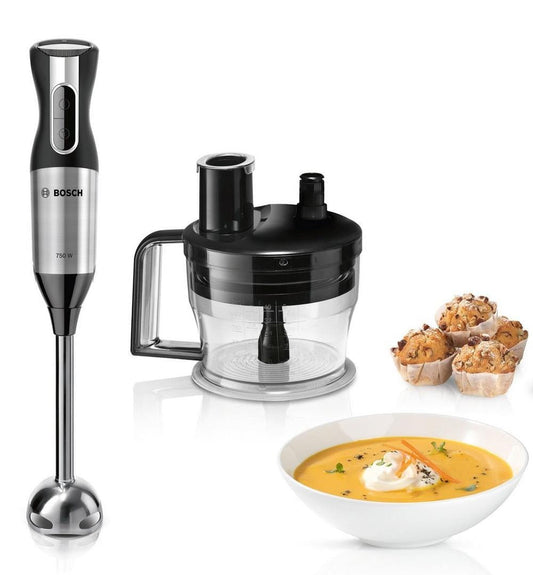 Bosch ErgoMixx MSM6S90BGB Hand Blender with Food Processor, 750W - Black & Silver | Atlantic Electrics